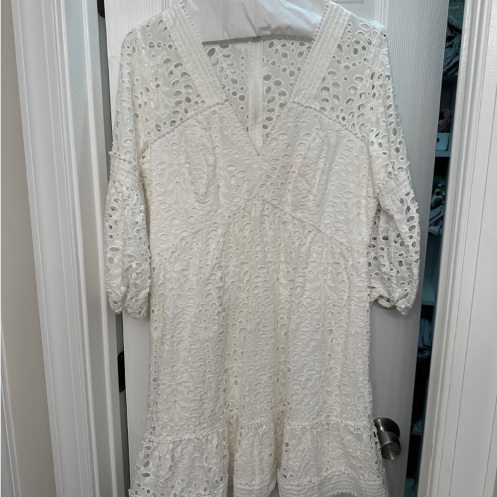 Lilly Pulitzer Lucinda Eyelet White Dress EUC 16